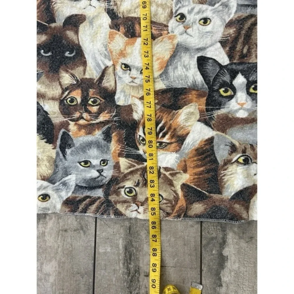 Vintage Woven 86x70 Crazy Cat Lady Tapestry Blanket Comforter‎ Cottage Catcore